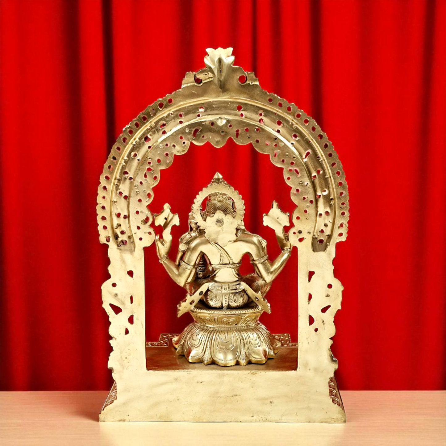 Lord Narasimha Vishnu with Lakshmi Seated on singhasan Bronze/Panchaloha idol - 18 Inches Nikuressence