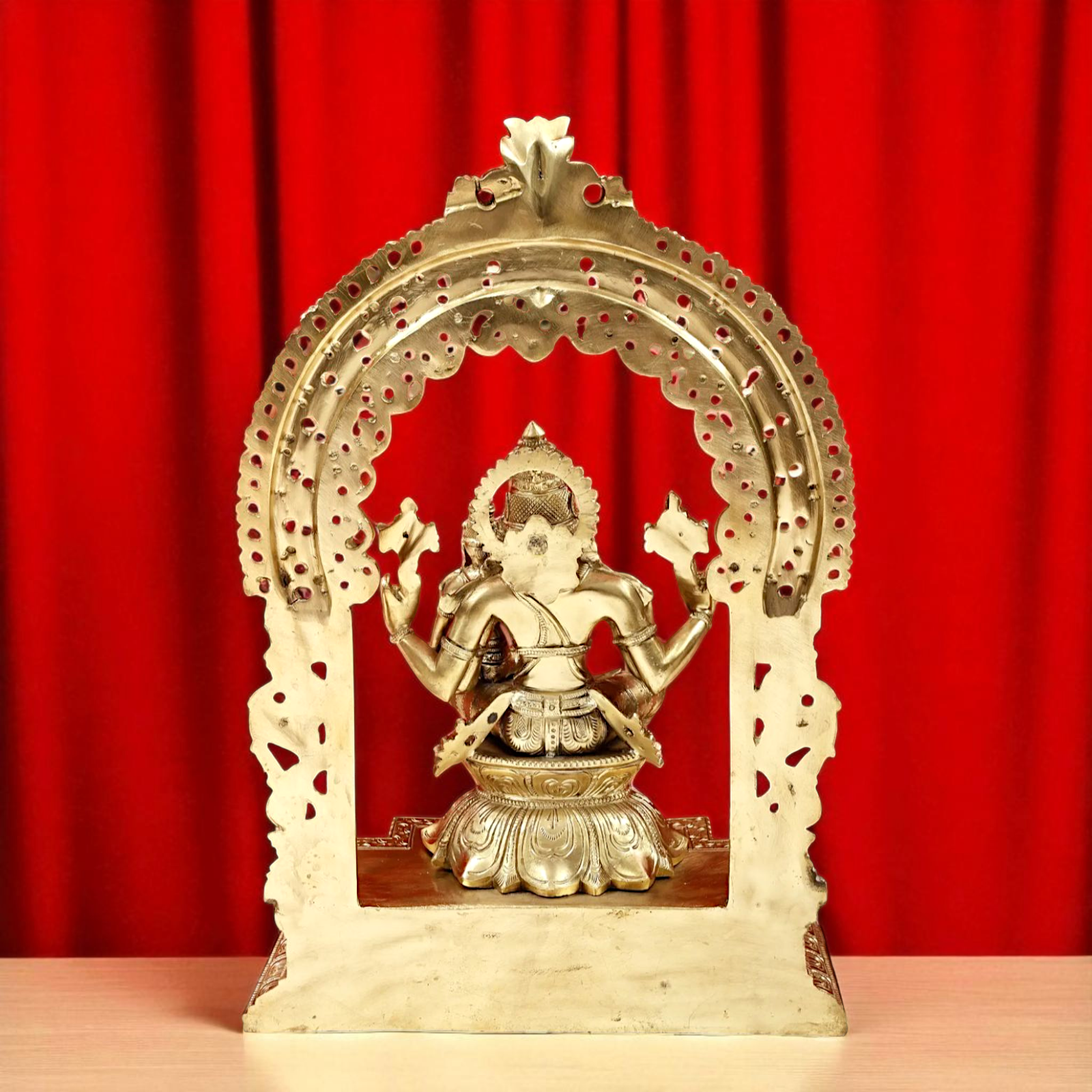 Lord Narasimha Vishnu with Lakshmi Seated on singhasan Bronze/Panchaloha idol - 18 Inches Nikuressence