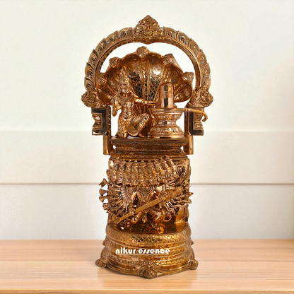 Nagapooshani Amman with sheshnag Shiva Linga and Ravan Bronze/Panchaloha idol - 18 Inches Nikuressence