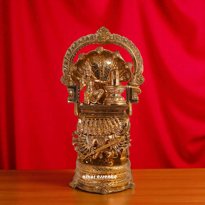 Nagapooshani Amman with sheshnag Shiva Linga and Ravan Bronze/Panchaloha idol - 18 Inches Nikuressence