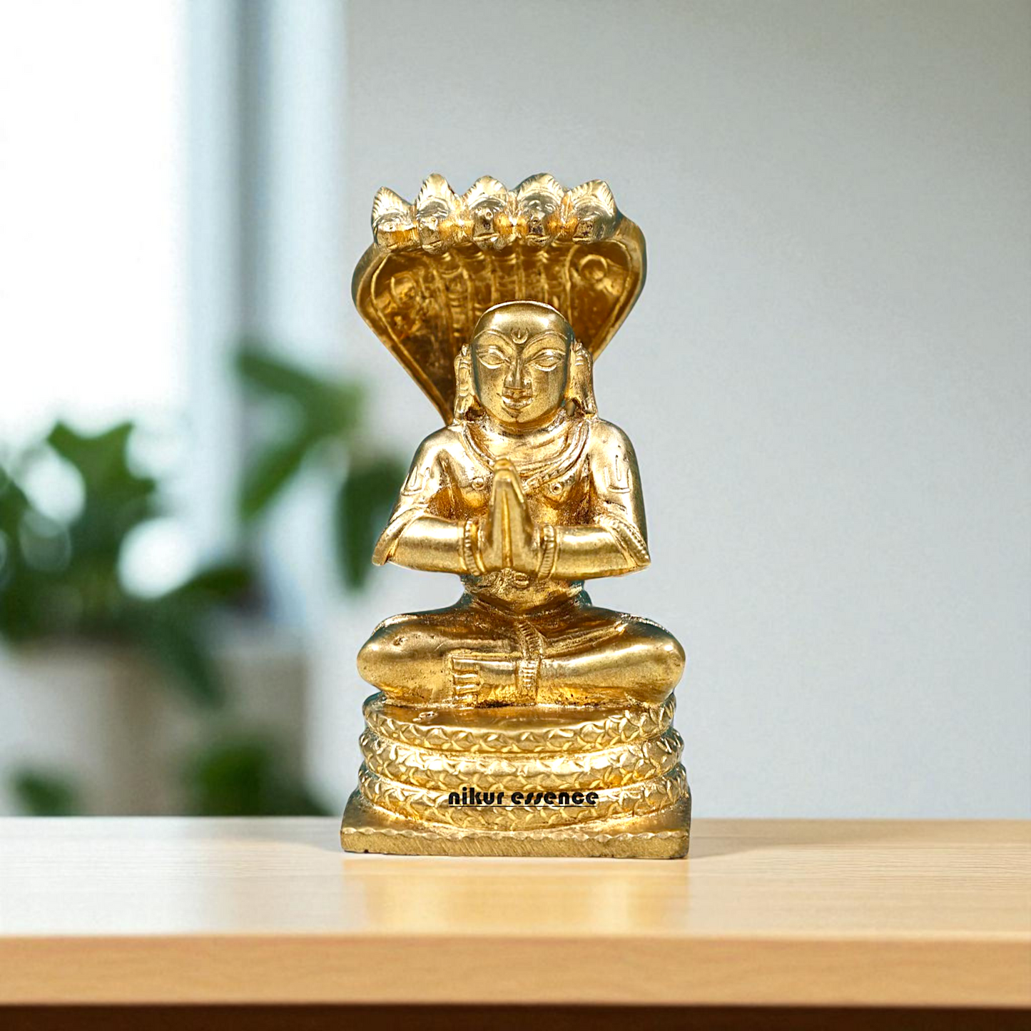 Shree Ramanujan Saint Seated on sheshnag with namaskar pose south india Bronze/Panchaloha idol - 3 Inches Nikuressence