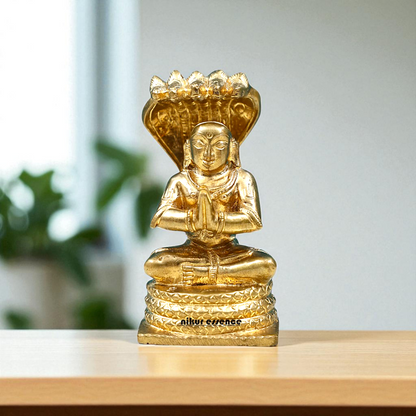 Shree Ramanujan Saint Seated on sheshnag with namaskar pose south india Bronze/Panchaloha idol - 3 Inches Nikuressence