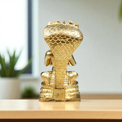 Shree Ramanujan Saint Seated on sheshnag with namaskar pose south india Bronze/Panchaloha idol - 3 Inches Nikuressence