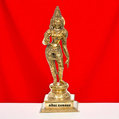 Goddess Sivagami Standing with Blessing Bronze/Panchaloha idol - 16 Inches Nikuressence