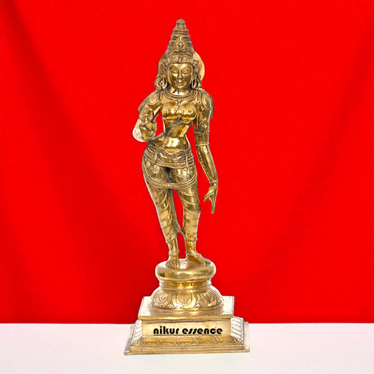 Goddess Sivagami Standing with Blessing Bronze/Panchaloha idol - 16 Inches Nikuressence
