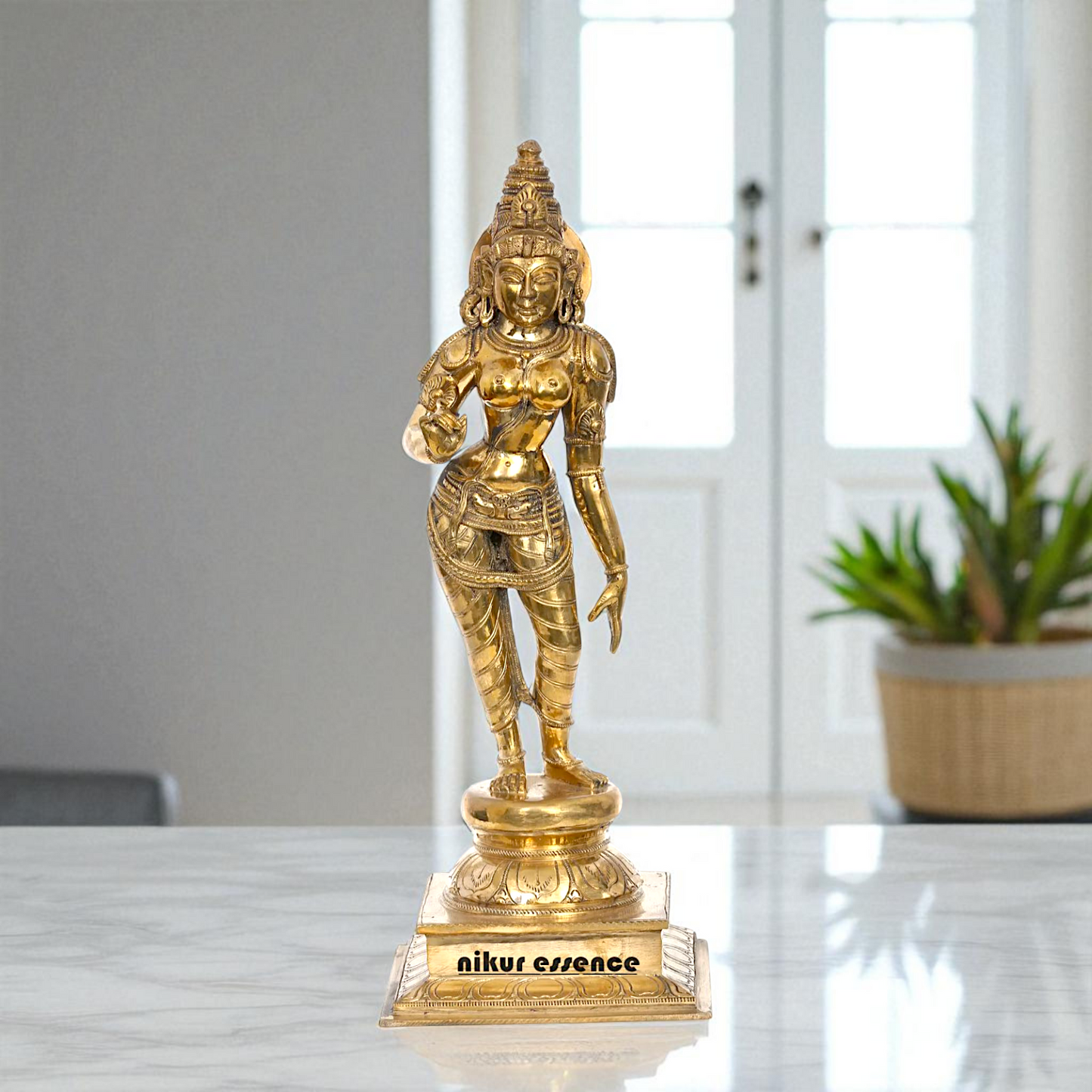 Goddess Sivagami Standing with Blessing Bronze/Panchaloha idol - 16 Inches Nikuressence