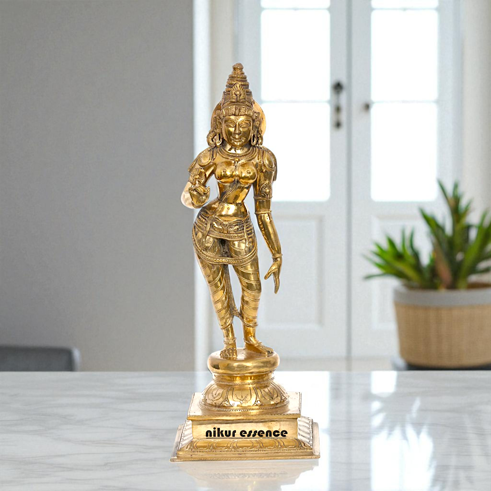 Goddess Sivagami Standing with Blessing Bronze/Panchaloha idol - 16 Inches Nikuressence