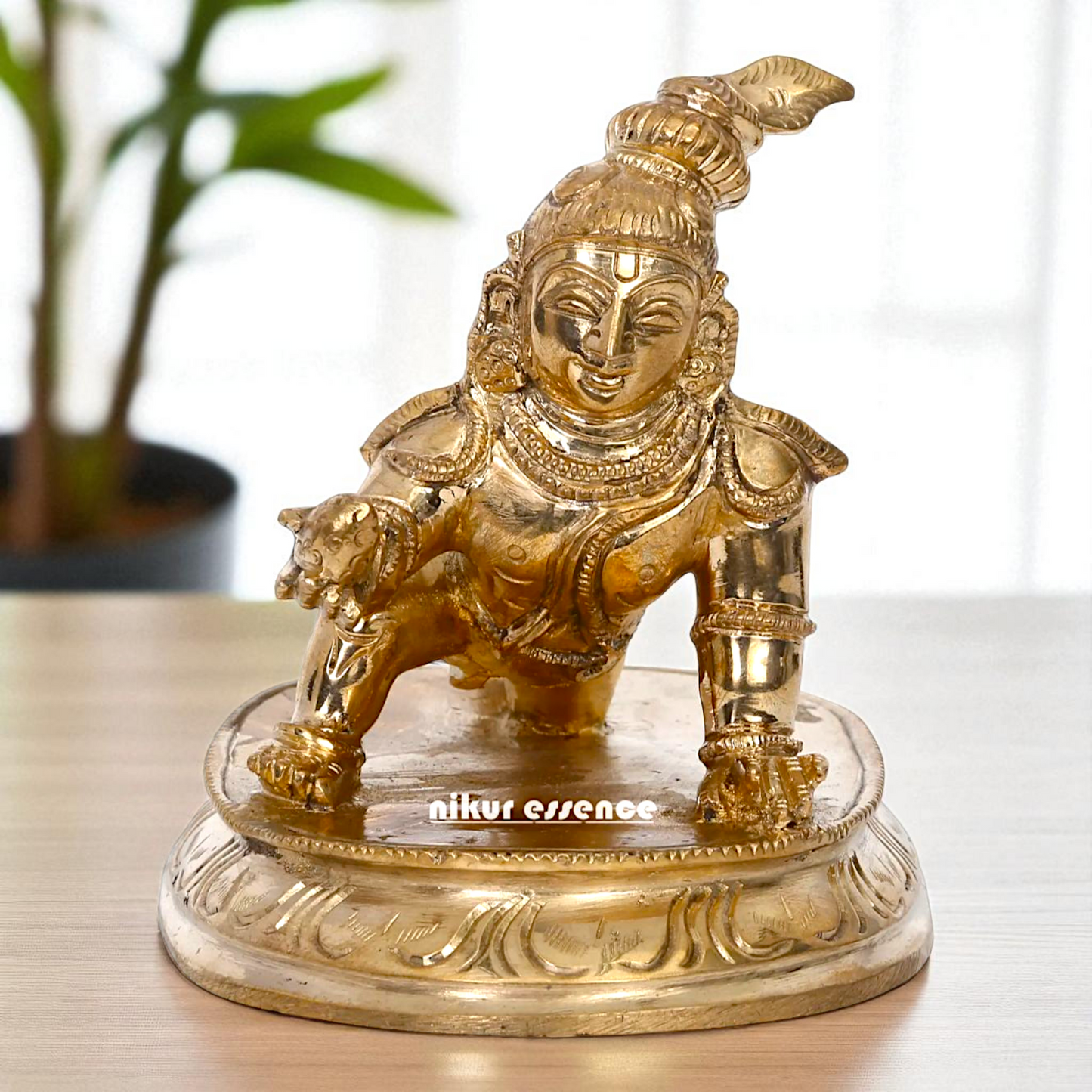 Laddoo Gopal Krishna Worship Bronze/Panchaloha idol - 4 Inches Nikuressence