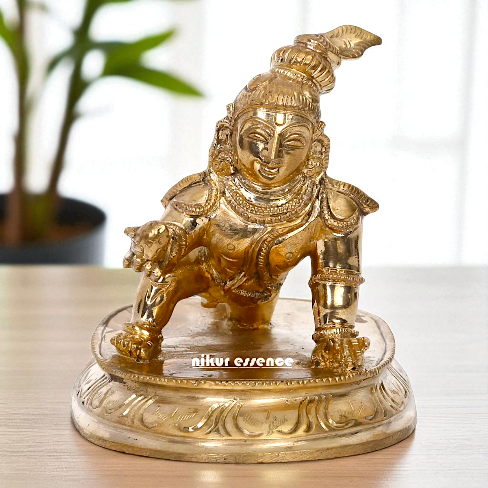 Laddoo Gopal Krishna Worship Bronze/Panchaloha idol - 4 Inches Nikuressence