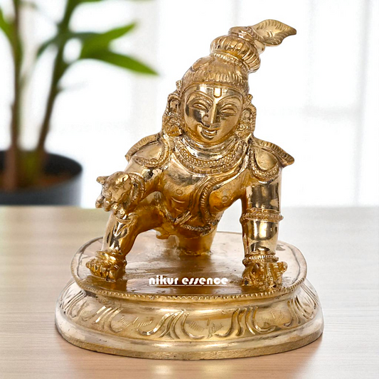 Laddoo Gopal Krishna Worship Bronze/Panchaloha idol - 4 Inches Nikuressence