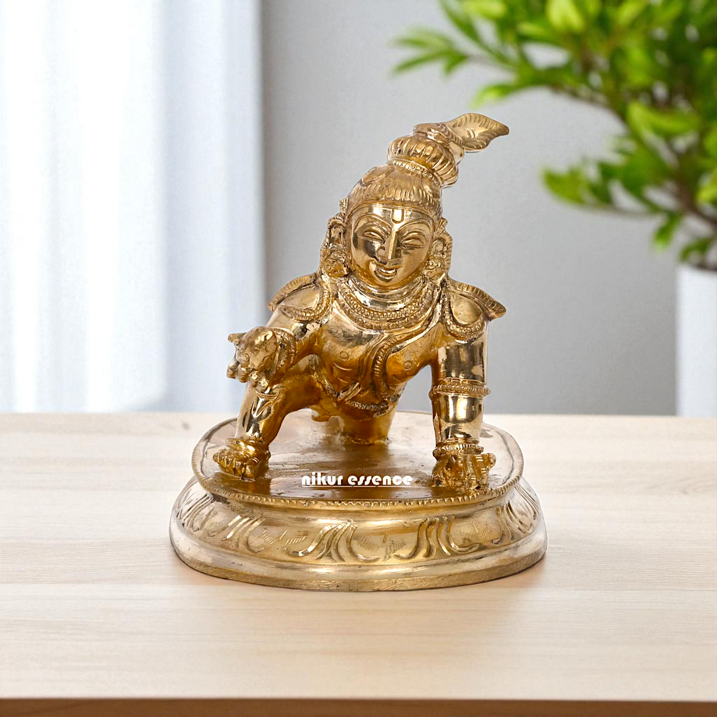 Laddoo Gopal Krishna Worship Bronze/Panchaloha idol - 4 Inches Nikuressence