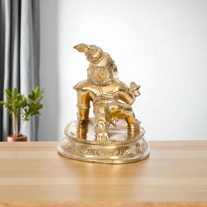 Laddoo Gopal Krishna Worship Bronze/Panchaloha idol - 4 Inches Nikuressence