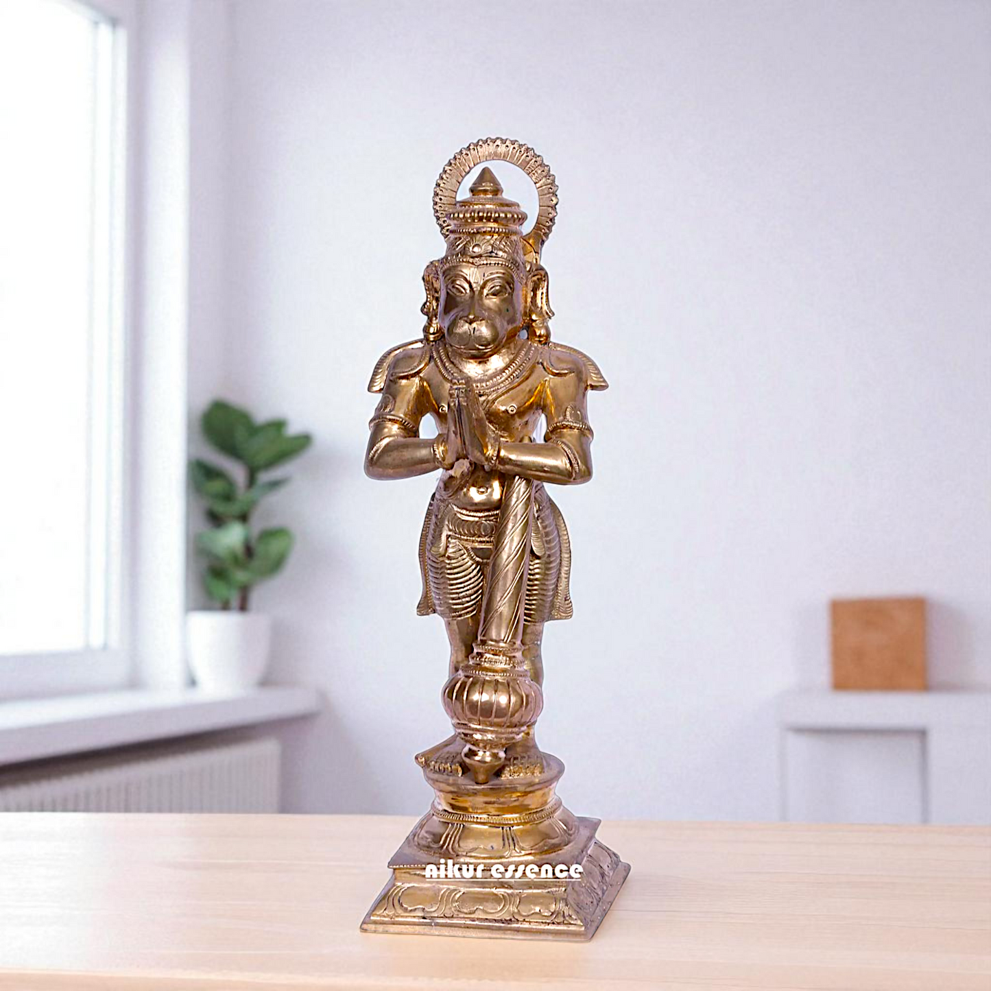 Hanuman ji monkey God Standing with holding Gada mace Bronze/Panchaloha statue - 13 Inches Nikuressence