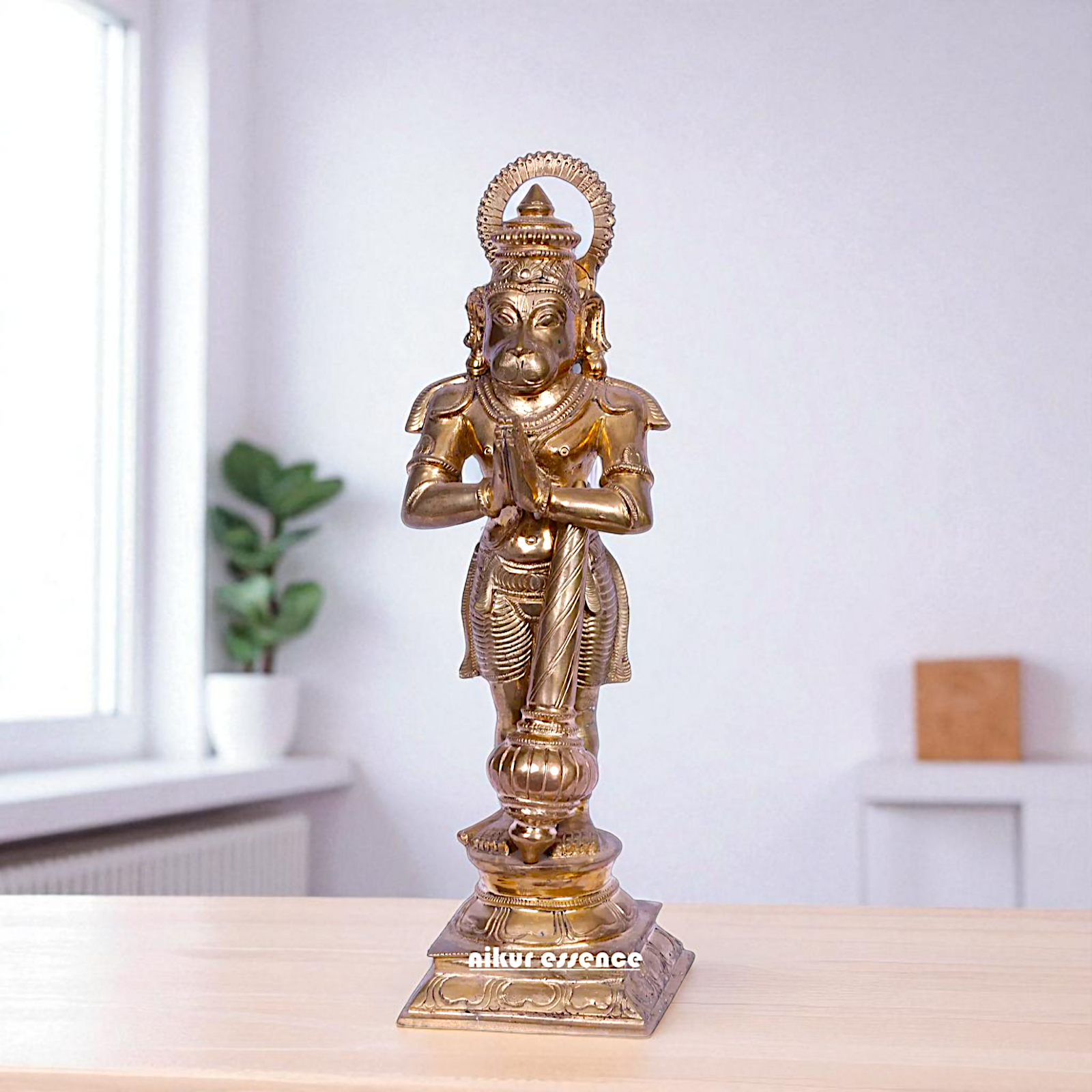 Hanuman ji monkey God Standing with holding Gada mace Bronze/Panchaloha statue - 13 Inches Nikuressence