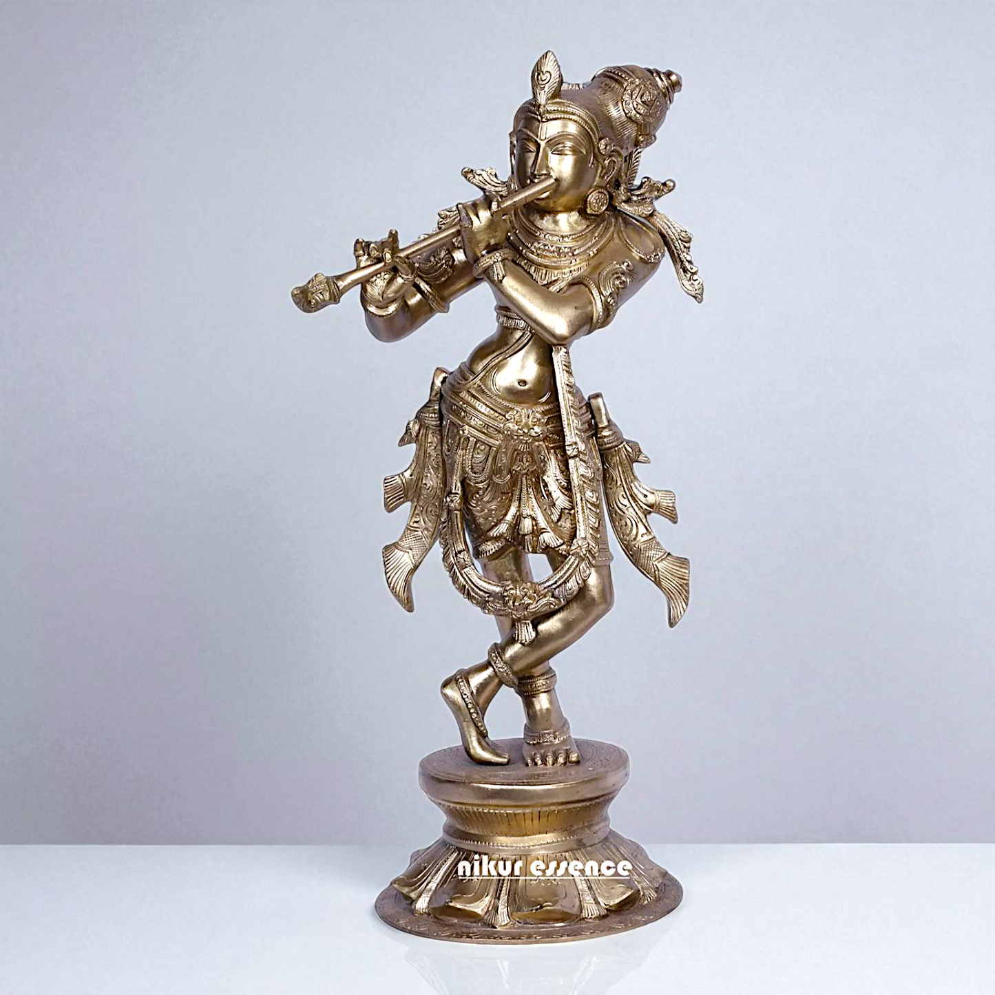 Krishna Madhav standing with Playing Flute Bronze/Panchaloha idol - 18 Inches Nikuressence