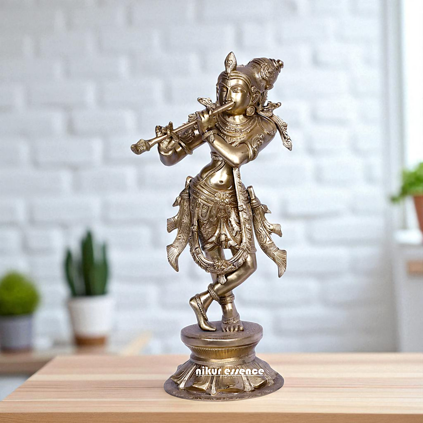 Krishna Madhav standing with Playing Flute Bronze/Panchaloha idol - 18 Inches Nikuressence