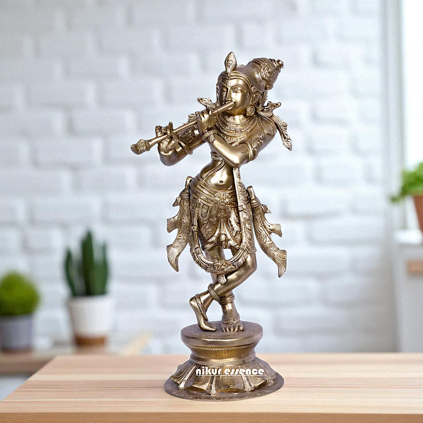 Krishna Madhav standing with Playing Flute Bronze/Panchaloha idol - 18 Inches Nikuressence