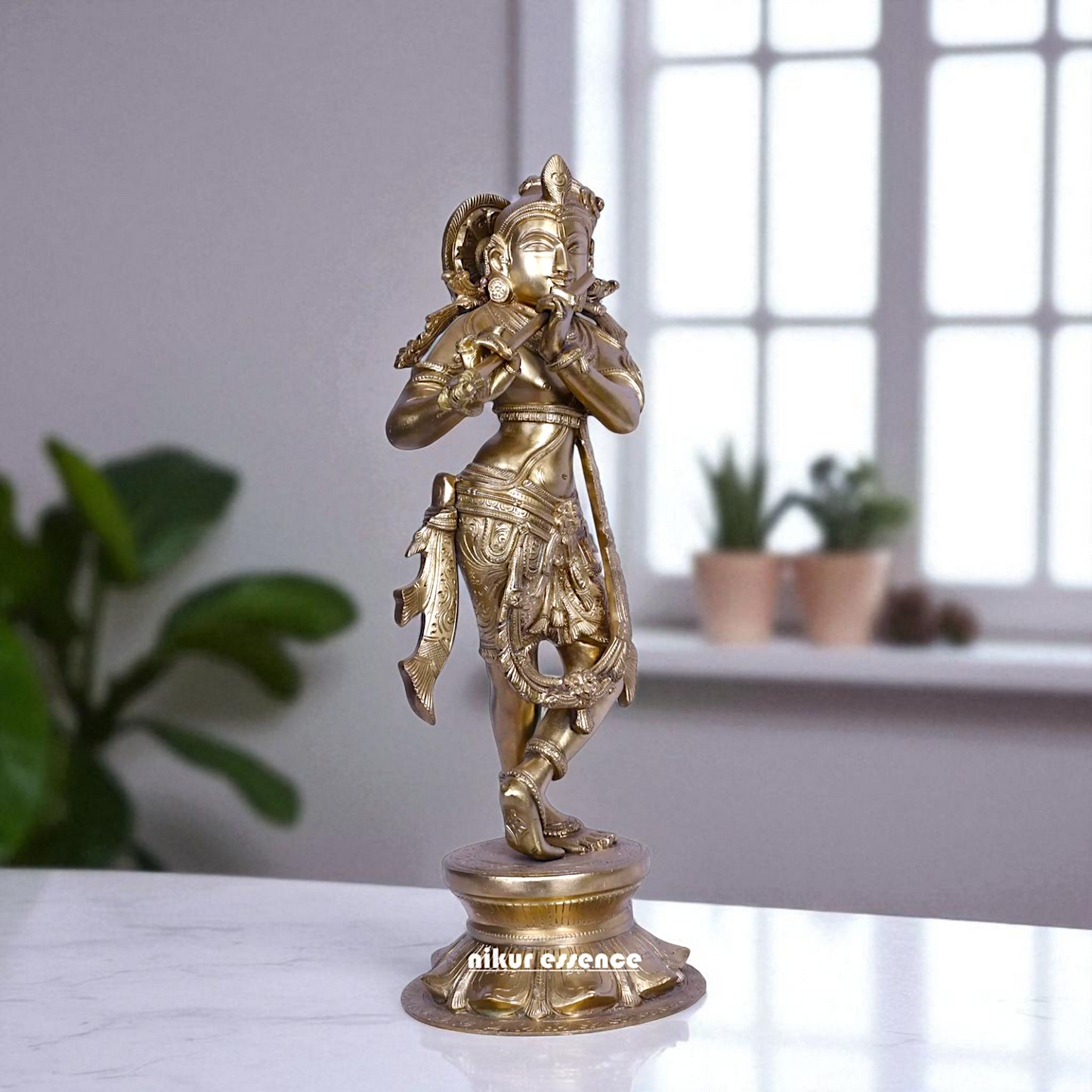 Krishna Madhav standing with Playing Flute Bronze/Panchaloha idol - 18 Inches Nikuressence