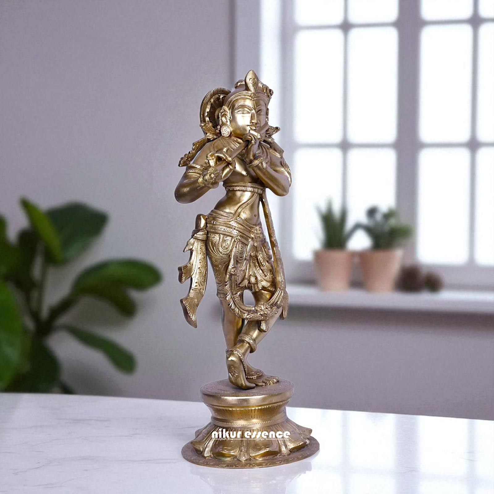Krishna Madhav standing with Playing Flute Bronze/Panchaloha idol - 18 Inches Nikuressence