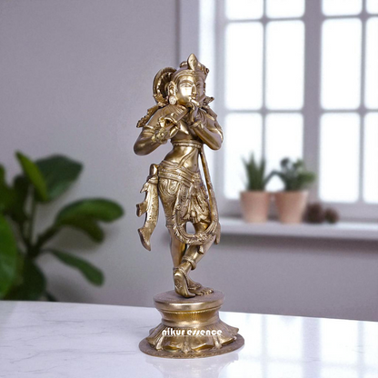 Krishna Madhav standing with Playing Flute Bronze/Panchaloha idol - 18 Inches Nikuressence