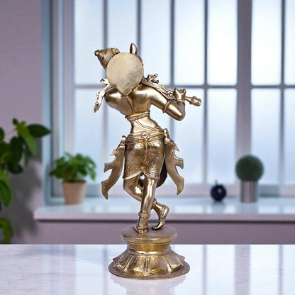 Krishna Madhav standing with Playing Flute Bronze/Panchaloha idol - 18 Inches Nikuressence