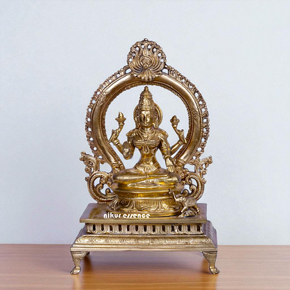 Goddess Gaja Lakshmi Seated on kirtimukha throne Bronze/Panchaloha idol - 13 Inches Nikuressence