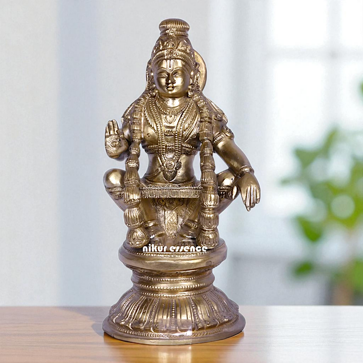 Ayyappan Murugan swamy Seated with Blessing Bronze/Panchaloha idol - 9 Inches Nikuressence