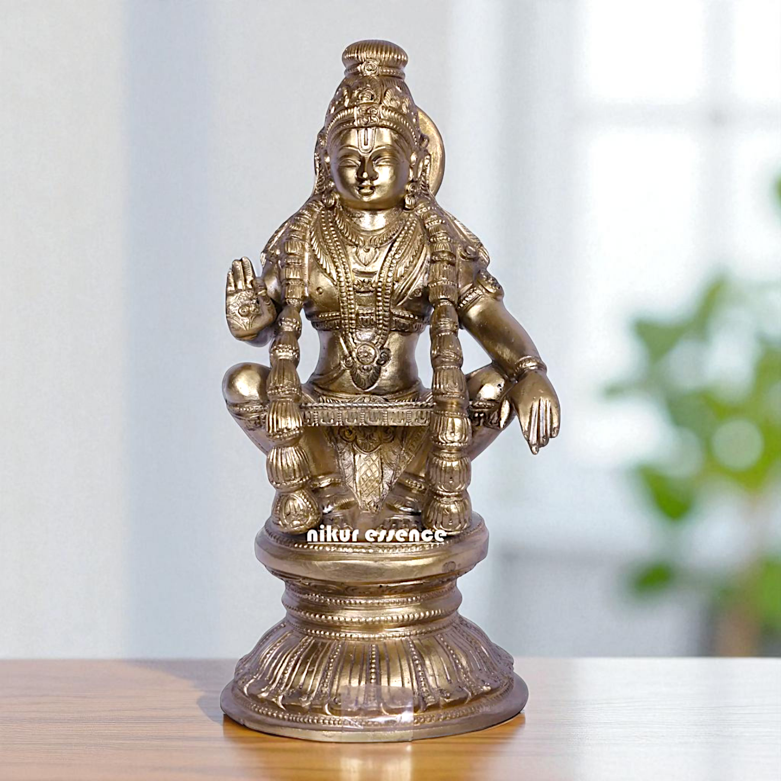 Ayyappan Murugan swamy Seated with Blessing Bronze/Panchaloha idol - 9 Inches Nikuressence