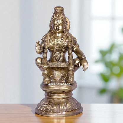 Ayyappan Murugan swamy Seated with Blessing Bronze/Panchaloha idol - 9 Inches Nikuressence