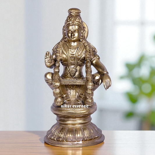 Ayyappan Murugan swamy Seated with Blessing Bronze/Panchaloha idol - 9 Inches Nikuressence