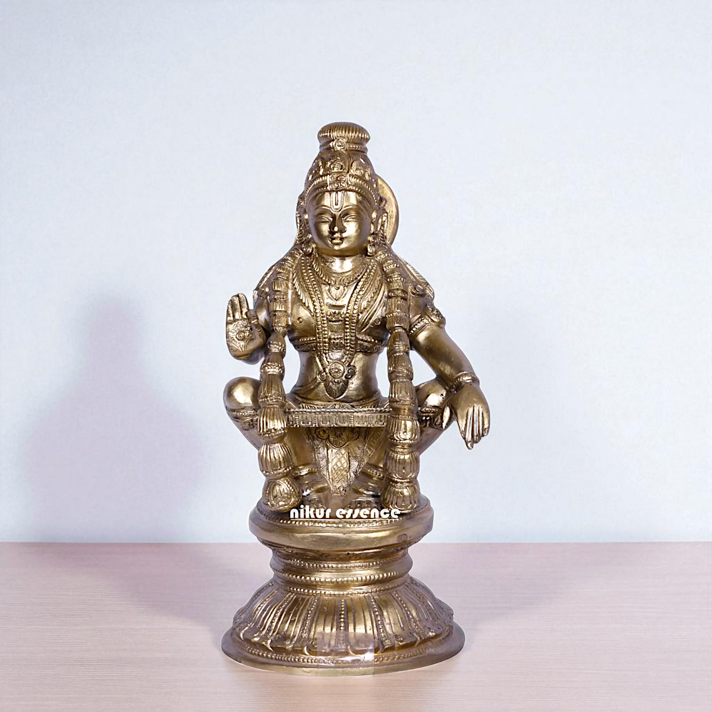 Ayyappan Murugan swamy Seated with Blessing Bronze/Panchaloha idol - 9 Inches Nikuressence