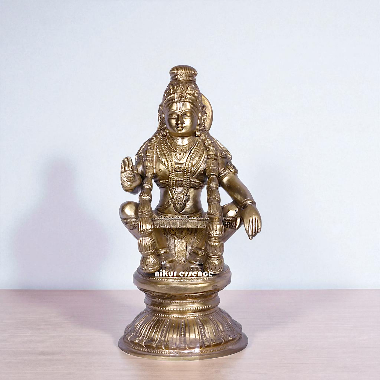 Ayyappan Murugan swamy Seated with Blessing Bronze/Panchaloha idol - 9 Inches Nikuressence