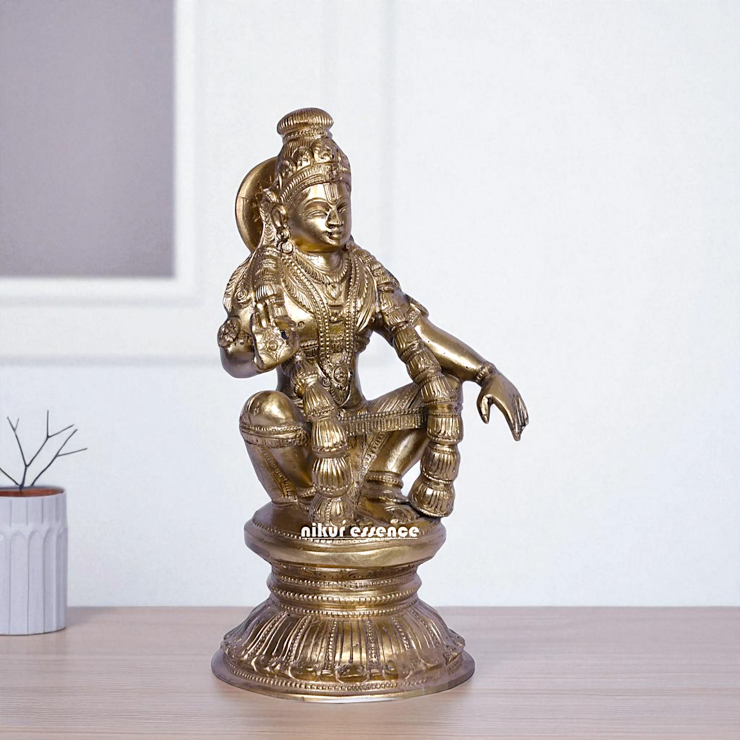 Ayyappan Murugan swamy Seated with Blessing Bronze/Panchaloha idol - 9 Inches Nikuressence