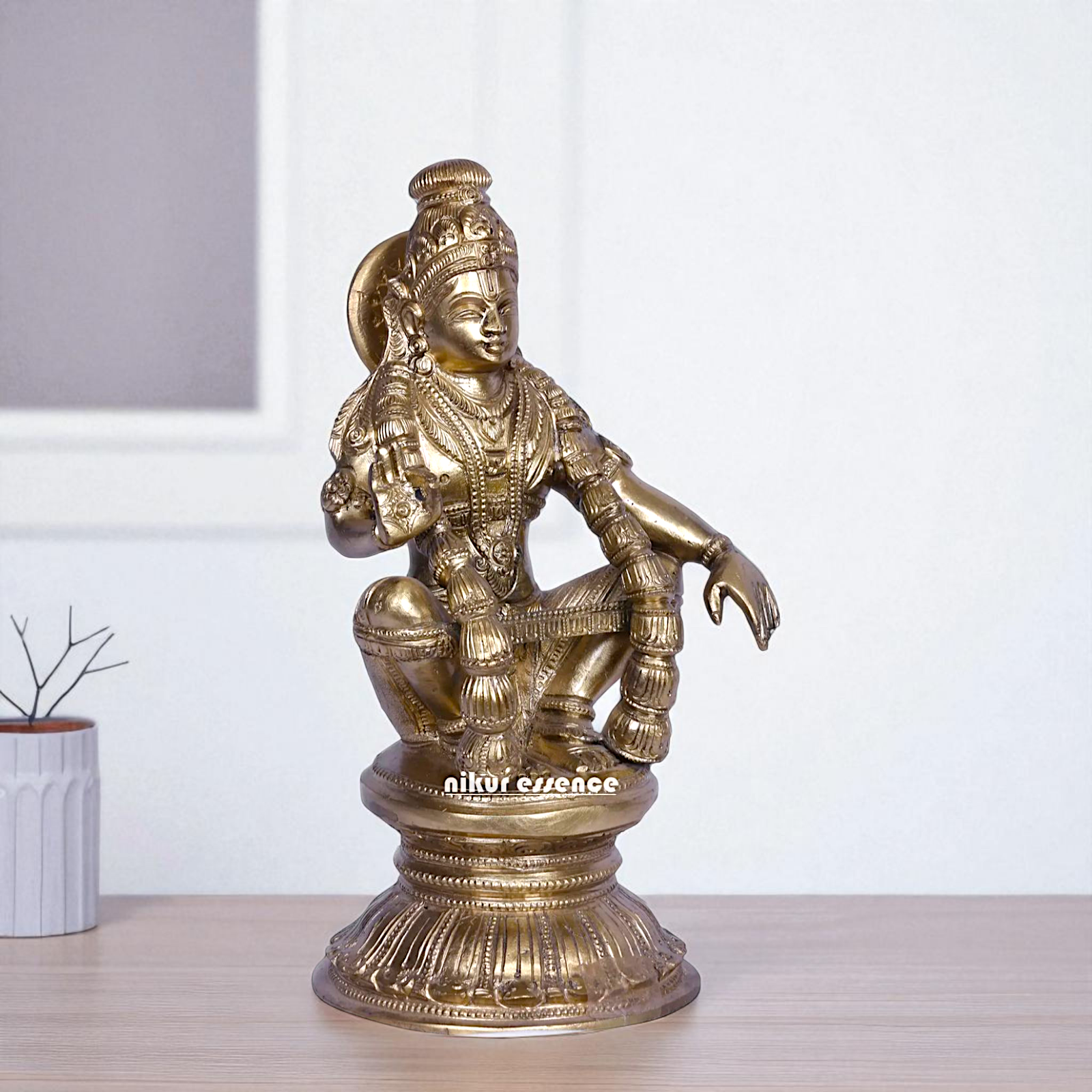 Ayyappan Murugan swamy Seated with Blessing Bronze/Panchaloha idol - 9 Inches Nikuressence