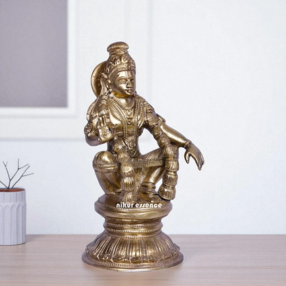 Ayyappan Murugan swamy Seated with Blessing Bronze/Panchaloha idol - 9 Inches Nikuressence