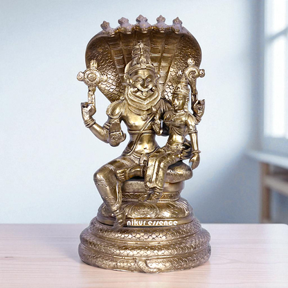 Narasimha Vishnu with Lakshmi seated on sheshnag Bronz/Panchaloha idol - 1 Feet Nikuressence