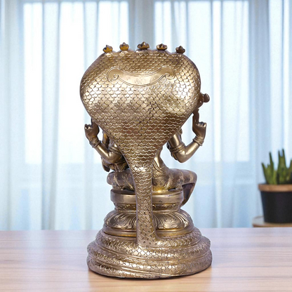 Narasimha Vishnu with Lakshmi seated on sheshnag Bronz/Panchaloha idol - 1 Feet Nikuressence