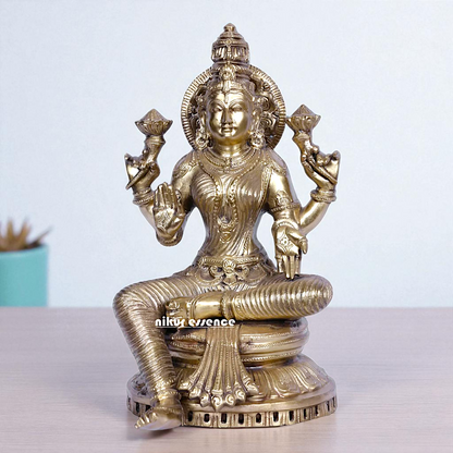 Bronze/Panchaloha Lakshmi Maa Seated with blessing statue - 13 Inches Nikuressence