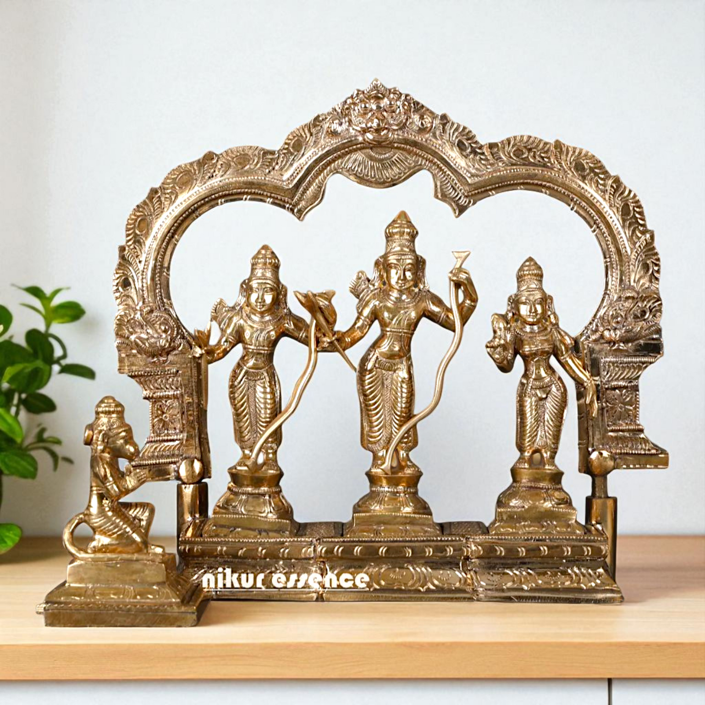 Bronze/Panchaloha Ram Darbar Parivar with Blessing statue - 10 Inches Nikuressence