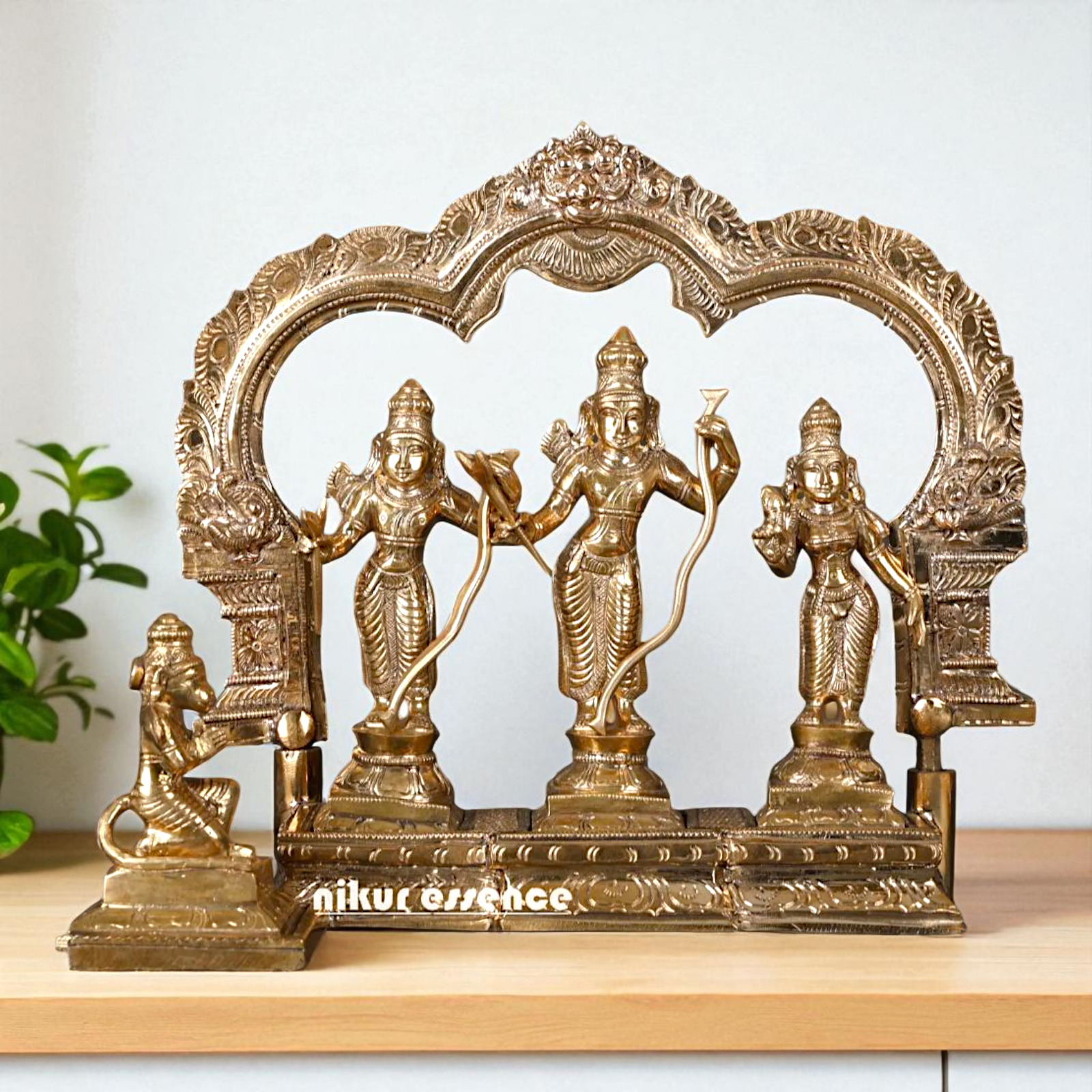 Bronze/Panchaloha Ram Darbar Parivar with Blessing statue - 10 Inches Nikuressence