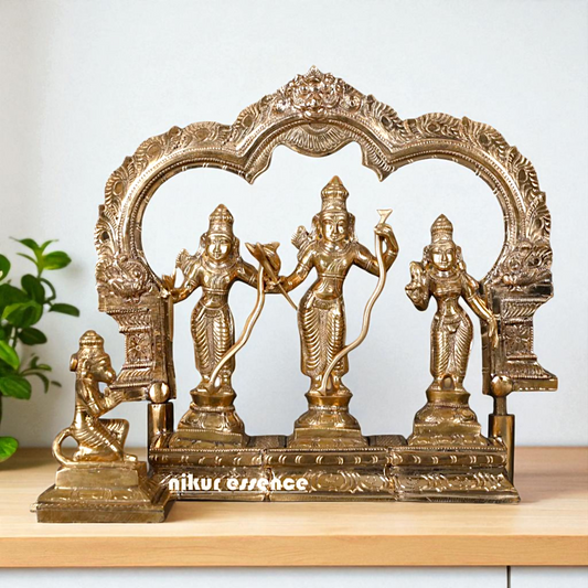 Bronze/Panchaloha Ram Darbar Parivar with Blessing statue - 10 Inches Nikuressence