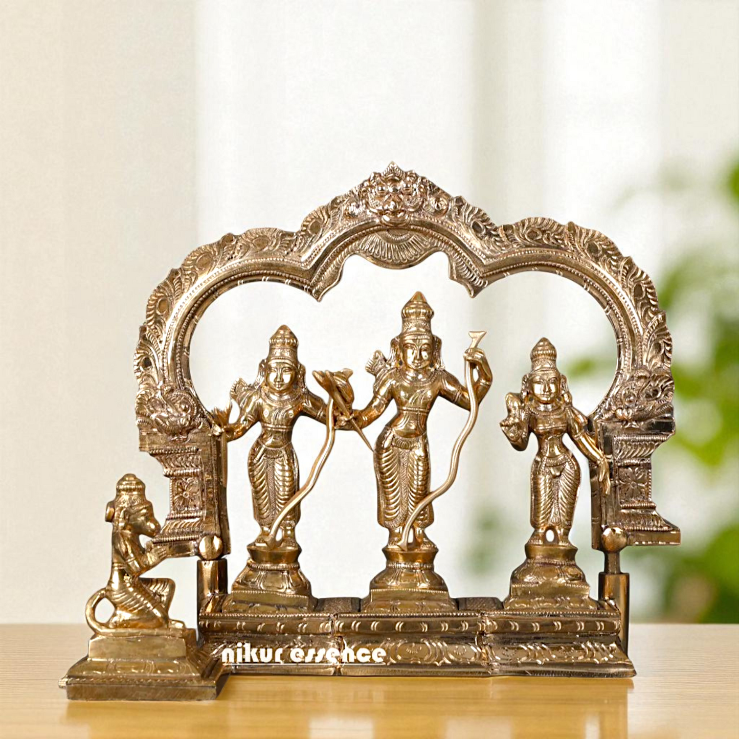 Bronze/Panchaloha Ram Darbar Parivar with Blessing statue - 10 Inches Nikuressence