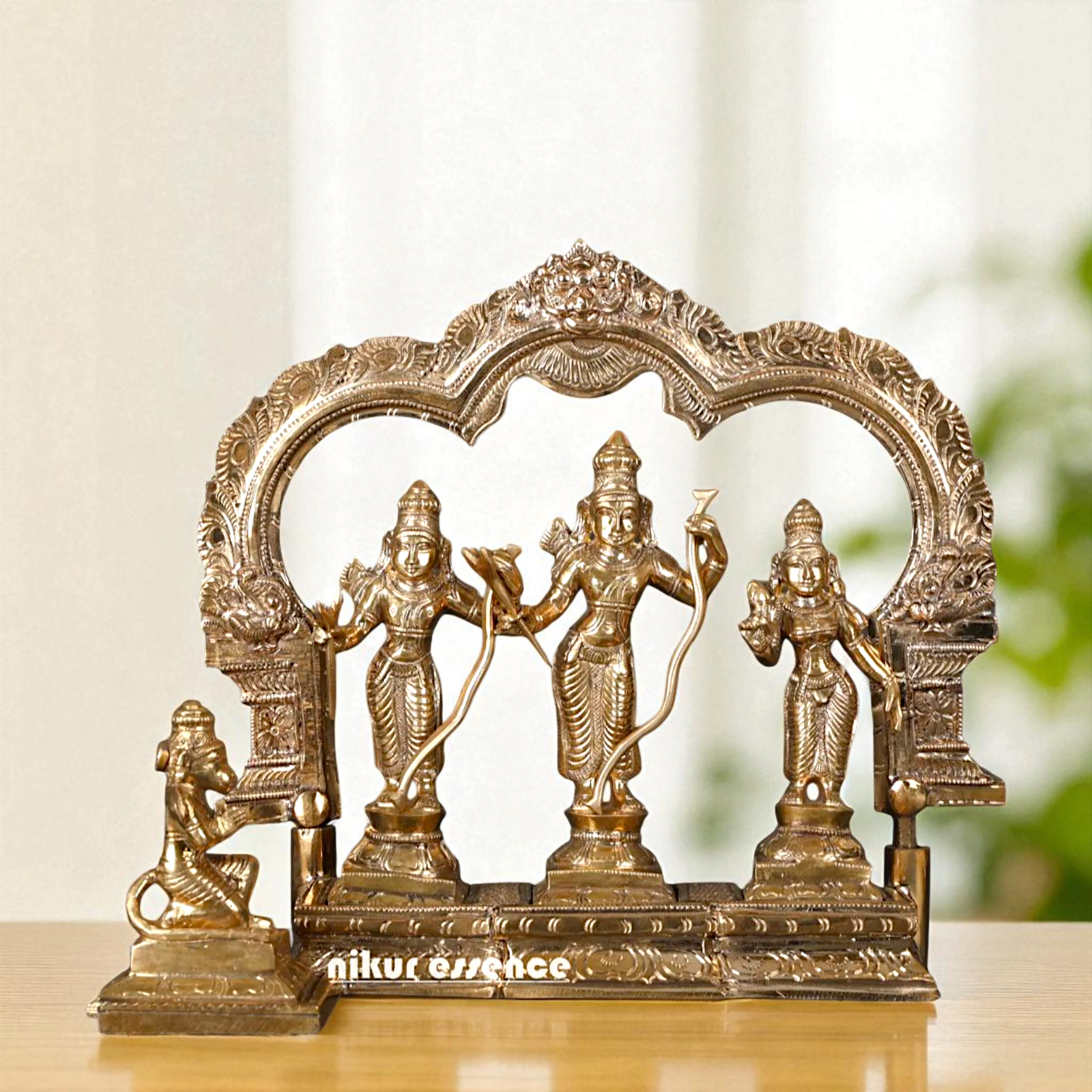 Bronze/Panchaloha Ram Darbar Parivar with Blessing statue - 10 Inches Nikuressence