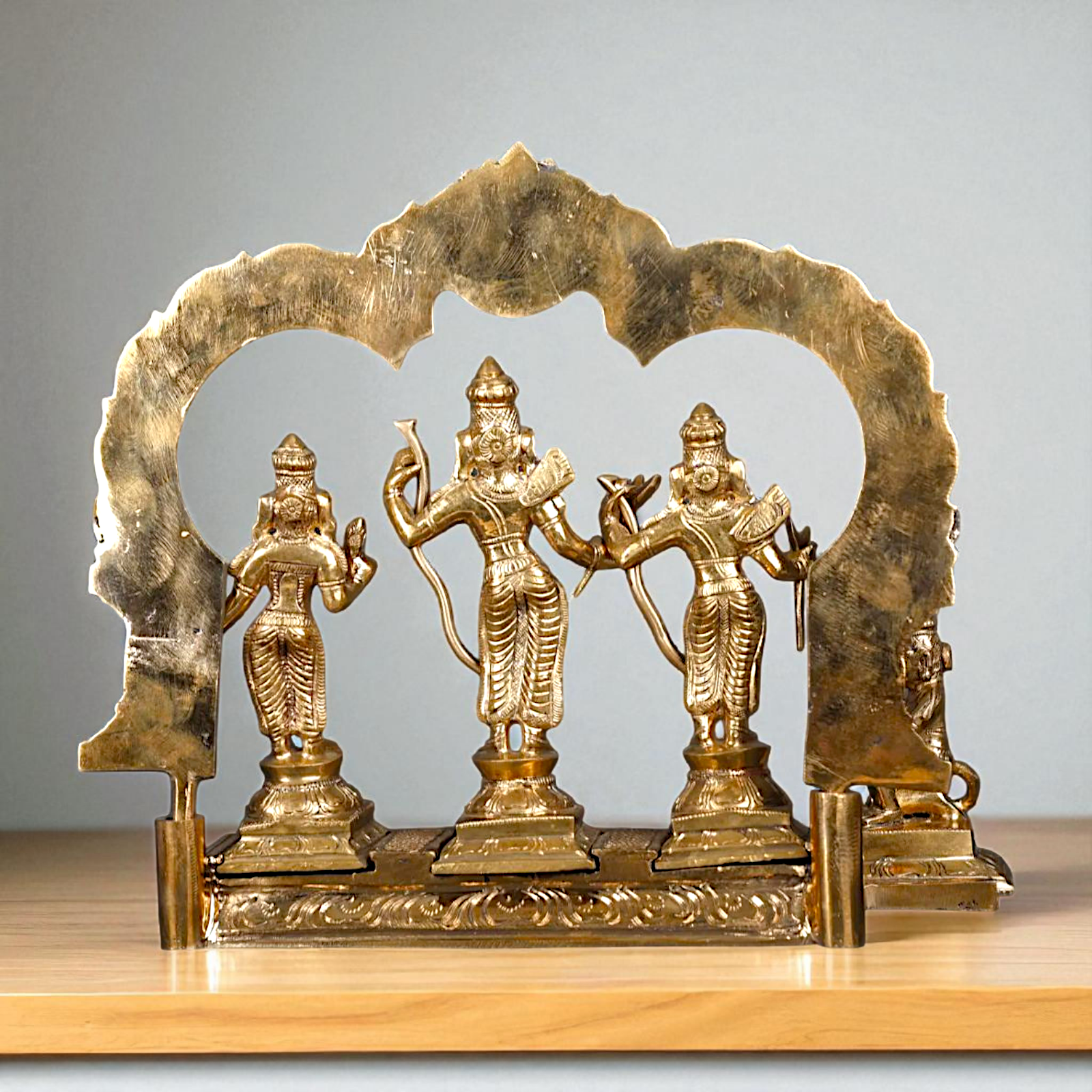 Bronze/Panchaloha Ram Darbar Parivar with Blessing statue - 10 Inches Nikuressence