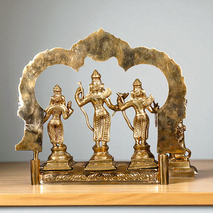 Bronze/Panchaloha Ram Darbar Parivar with Blessing statue - 10 Inches Nikuressence