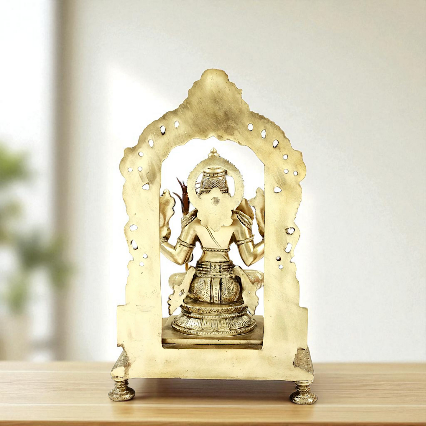 Rajarajeshwari Tripura Sundari Devi seated on kirtimukha throne with Blessing Bronze/Panchaloha idol - 14 Inches Nikuressence