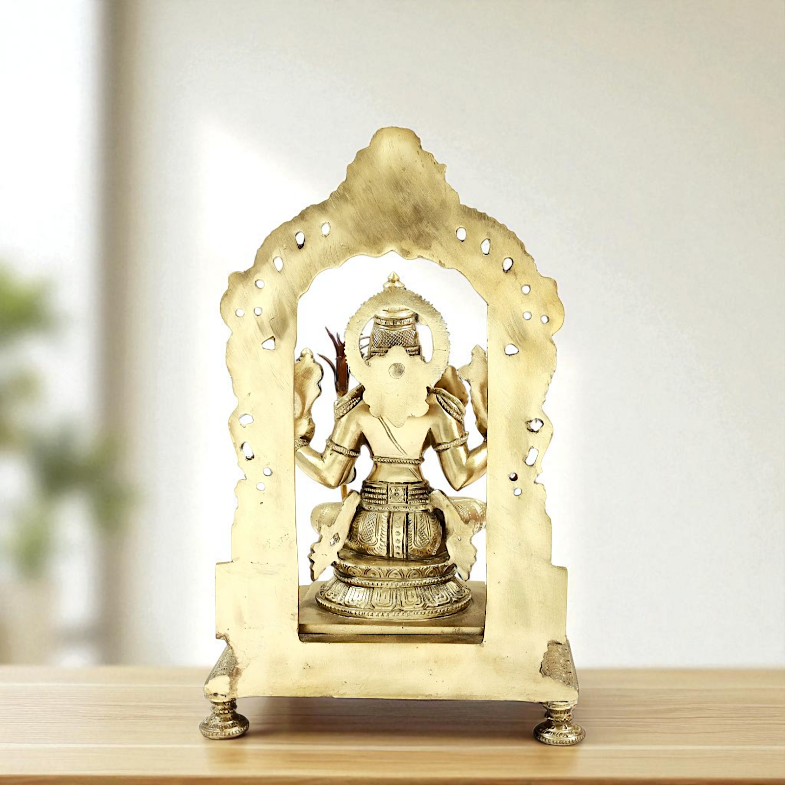 Rajarajeshwari Tripura Sundari Devi seated on kirtimukha throne with Blessing Bronze/Panchaloha idol - 14 Inches Nikuressence