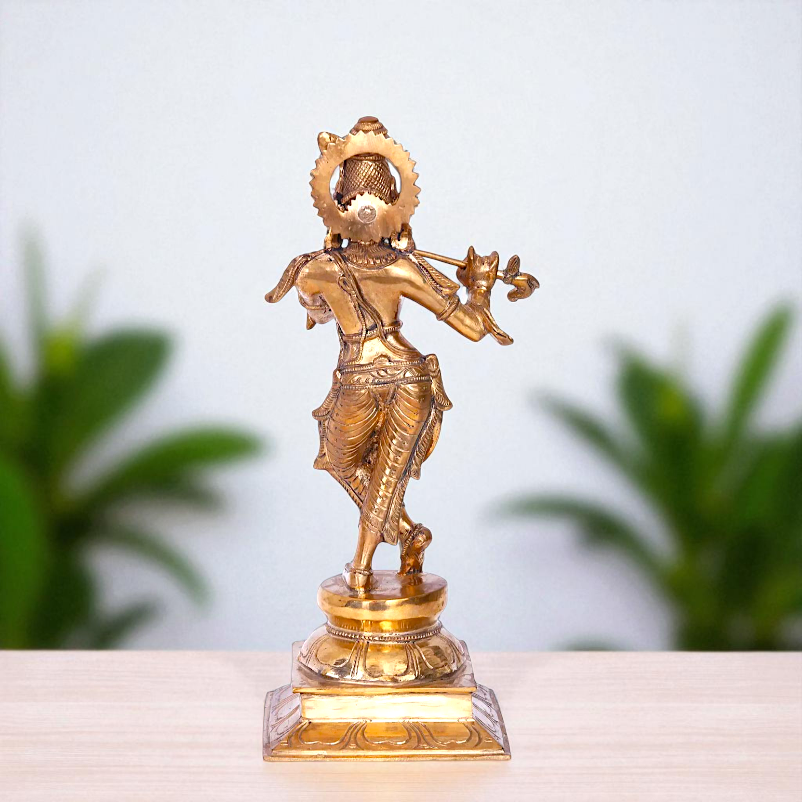 Lord Krishna Bhagwan Standing with Playing Flute Bronze/Panchaloha idol - 13 Inches Nikuressence