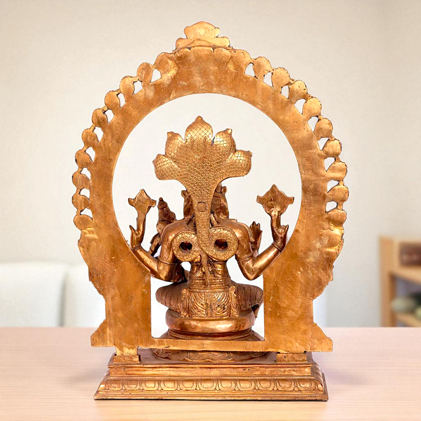 Big Narasimha Vishnu with Lakshmi Seated on kirtimukha throne Blessing Bronze/Panchaloha idol - 22 Inches Nikuressence