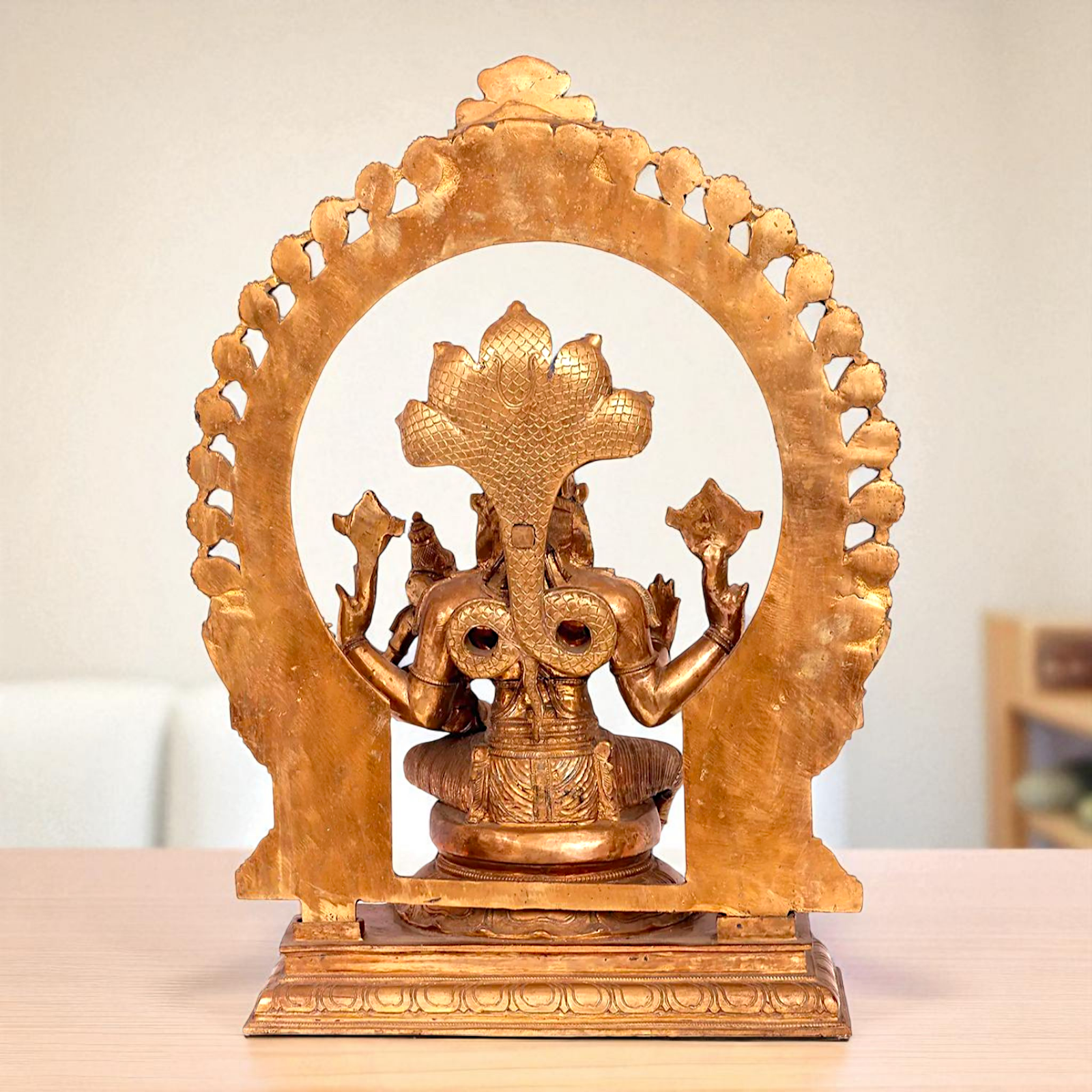 Big Narasimha Vishnu with Lakshmi Seated on kirtimukha throne Blessing Bronze/Panchaloha idol - 22 Inches Nikuressence